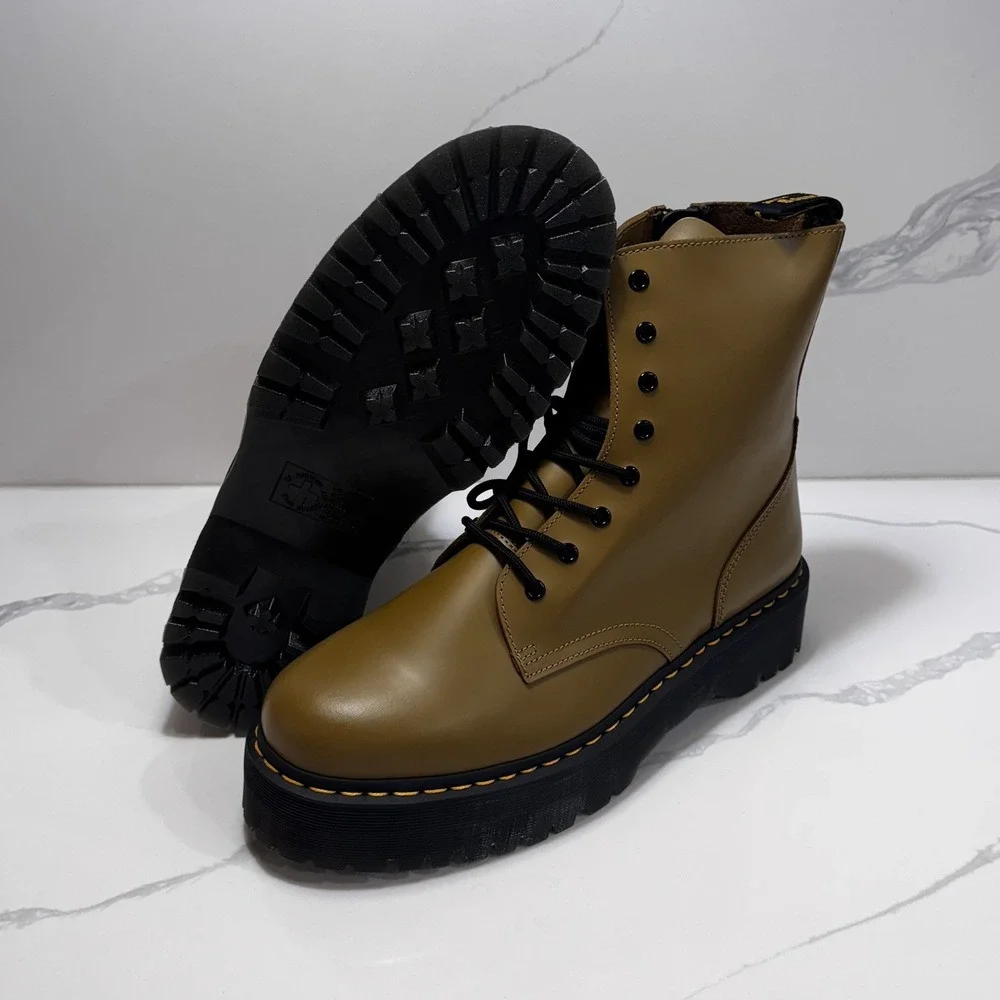 Dr. Martens Jadon Smooth Leather Platform Boots Antique Olive Men's Size 14 NEW